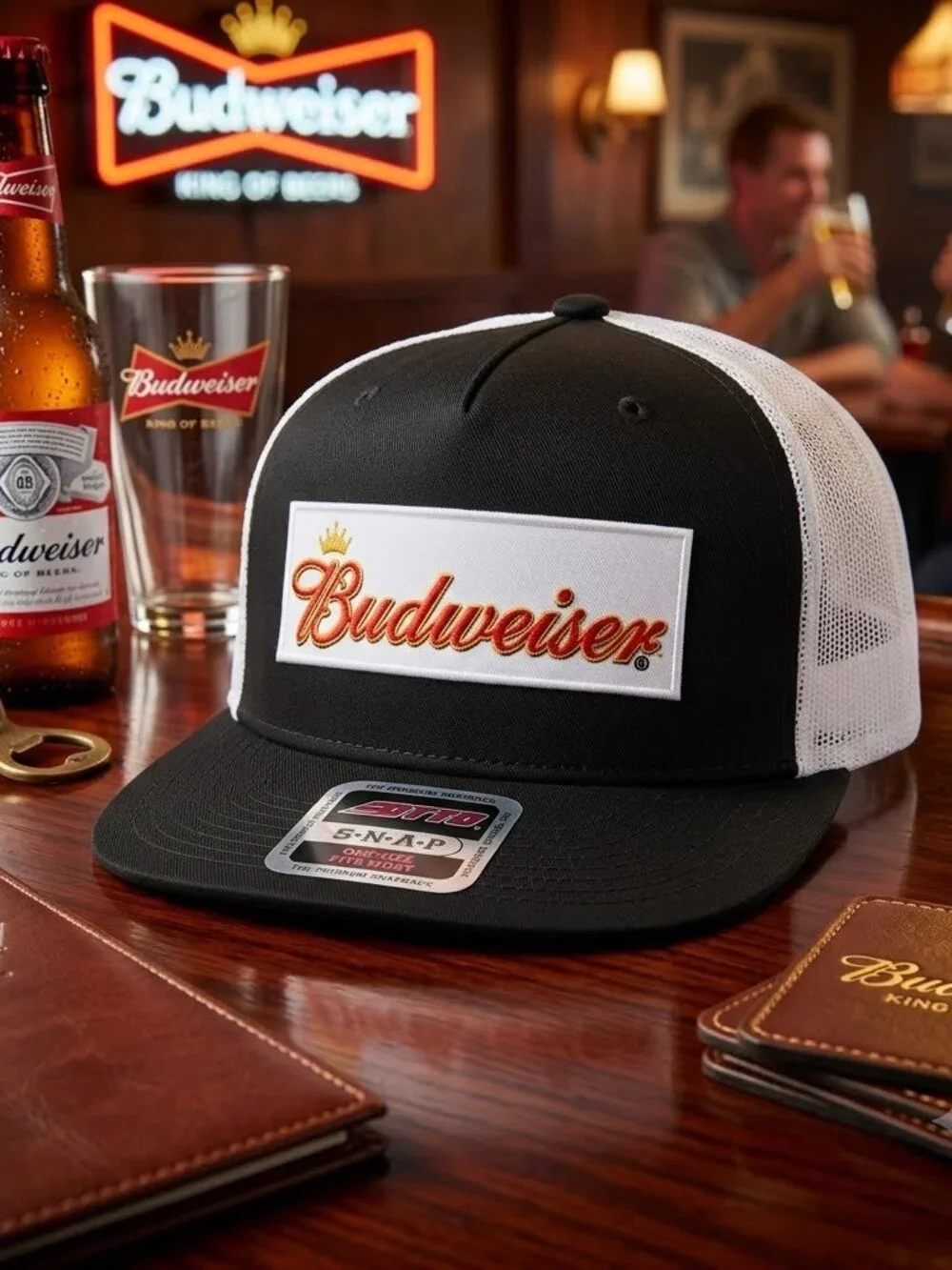 Retro King Of Beers Embroidered Patch Trucker Hat Black White OTTO Cap New 80s